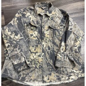 Mossy Oak Camouflage Shirt Men's Size (2X/3X?) Button‎ Up Made in USA**READ